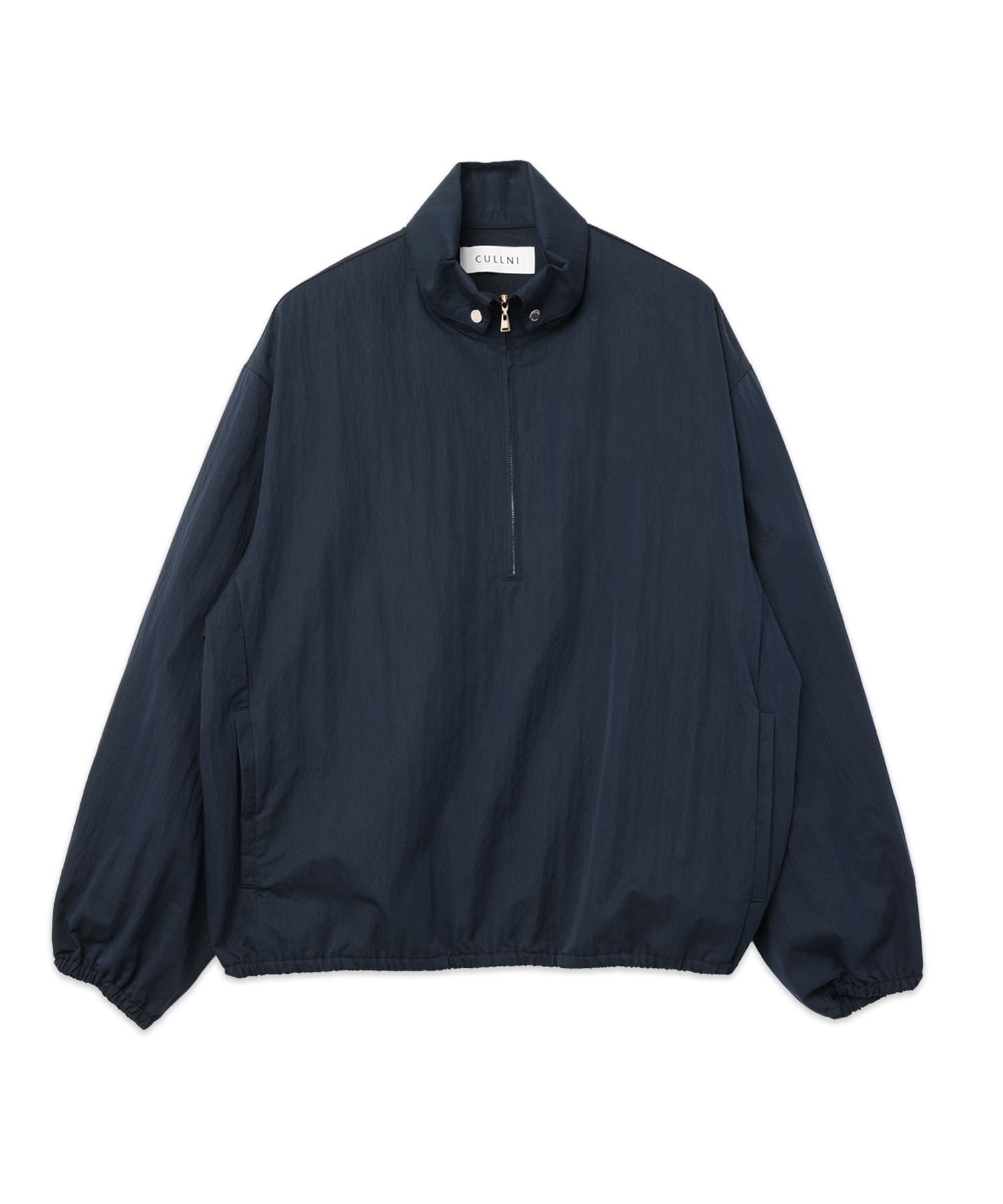 Cotton Nylon Gabardine Structured Stand Collar Anorak Pullover