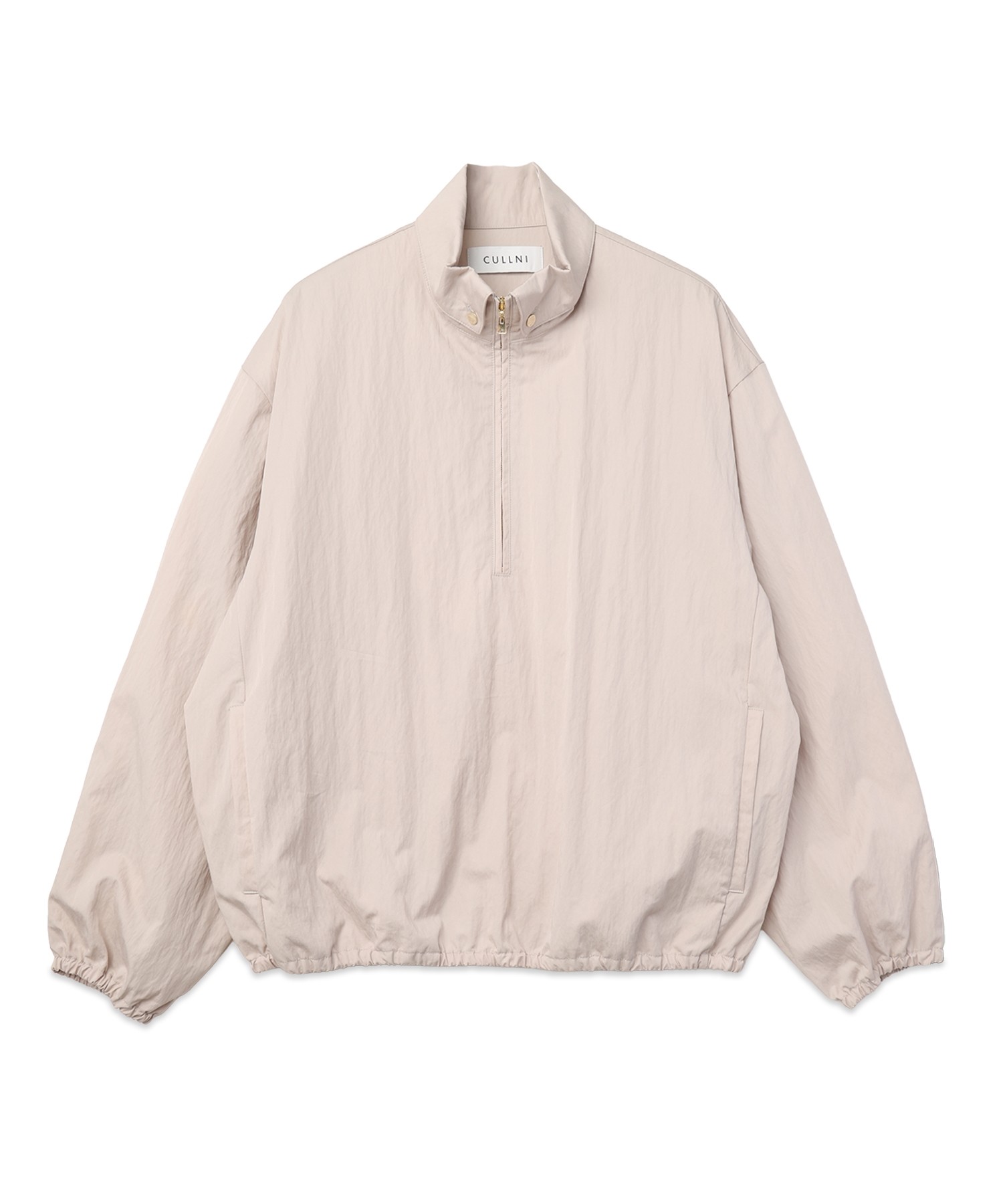 Cotton Nylon Gabardine Structured Stand Collar Anorak Pullover