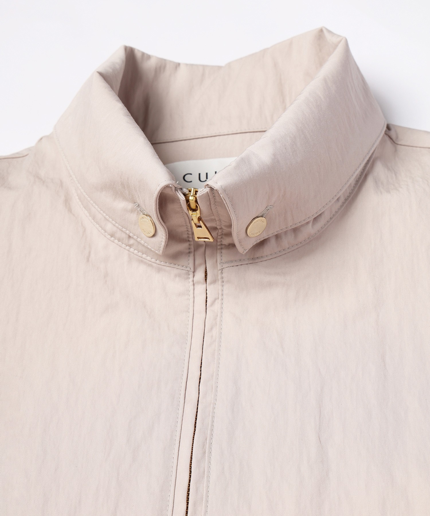 Cotton Nylon Gabardine Structured Stand Collar Anorak Pullover
