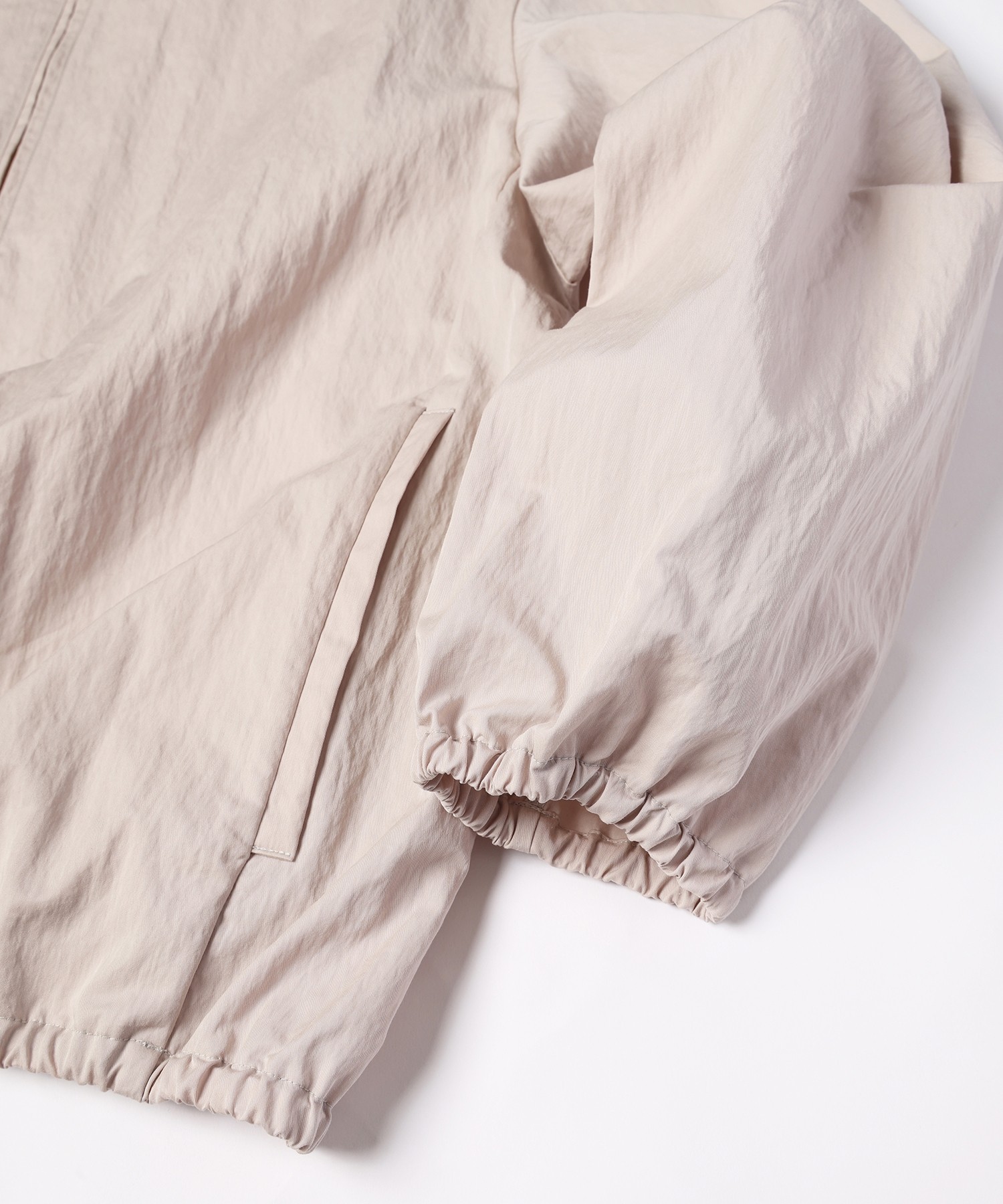 Cotton Nylon Gabardine Structured Stand Collar Anorak Pullover