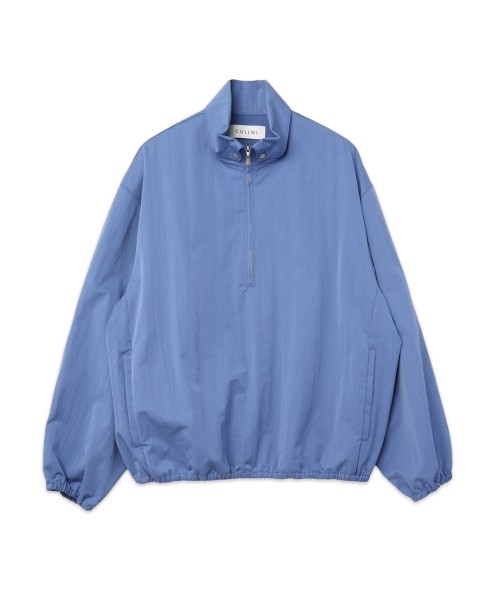 Cotton Nylon Gabardine Structured Stand Collar Anorak Pullover