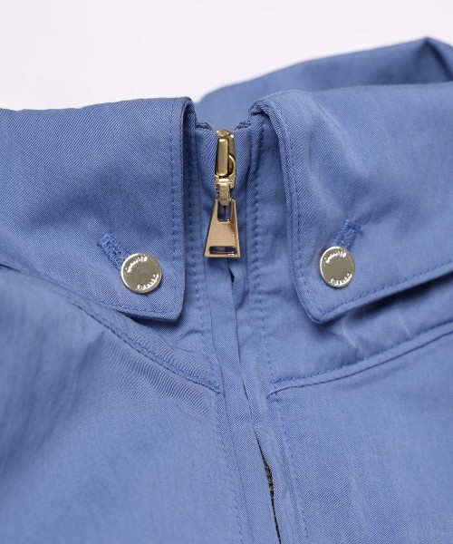 Cotton Nylon Gabardine Structured Stand Collar Anorak Pullover
