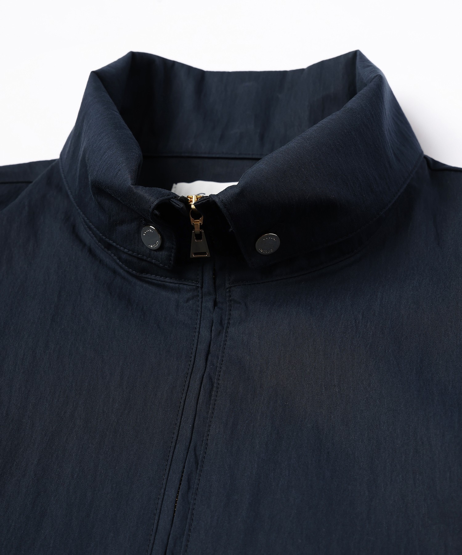 Cotton Nylon Gabardine Structured Stand Collar Anorak Pullover