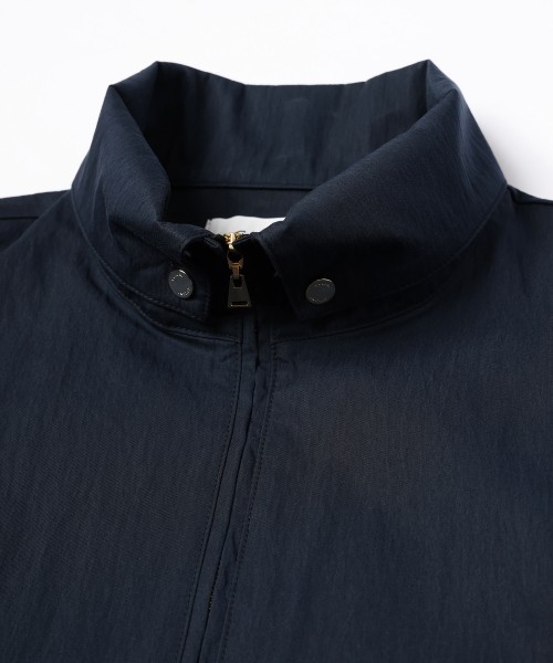 Cotton Nylon Gabardine Structured Stand Collar Anorak Pullover