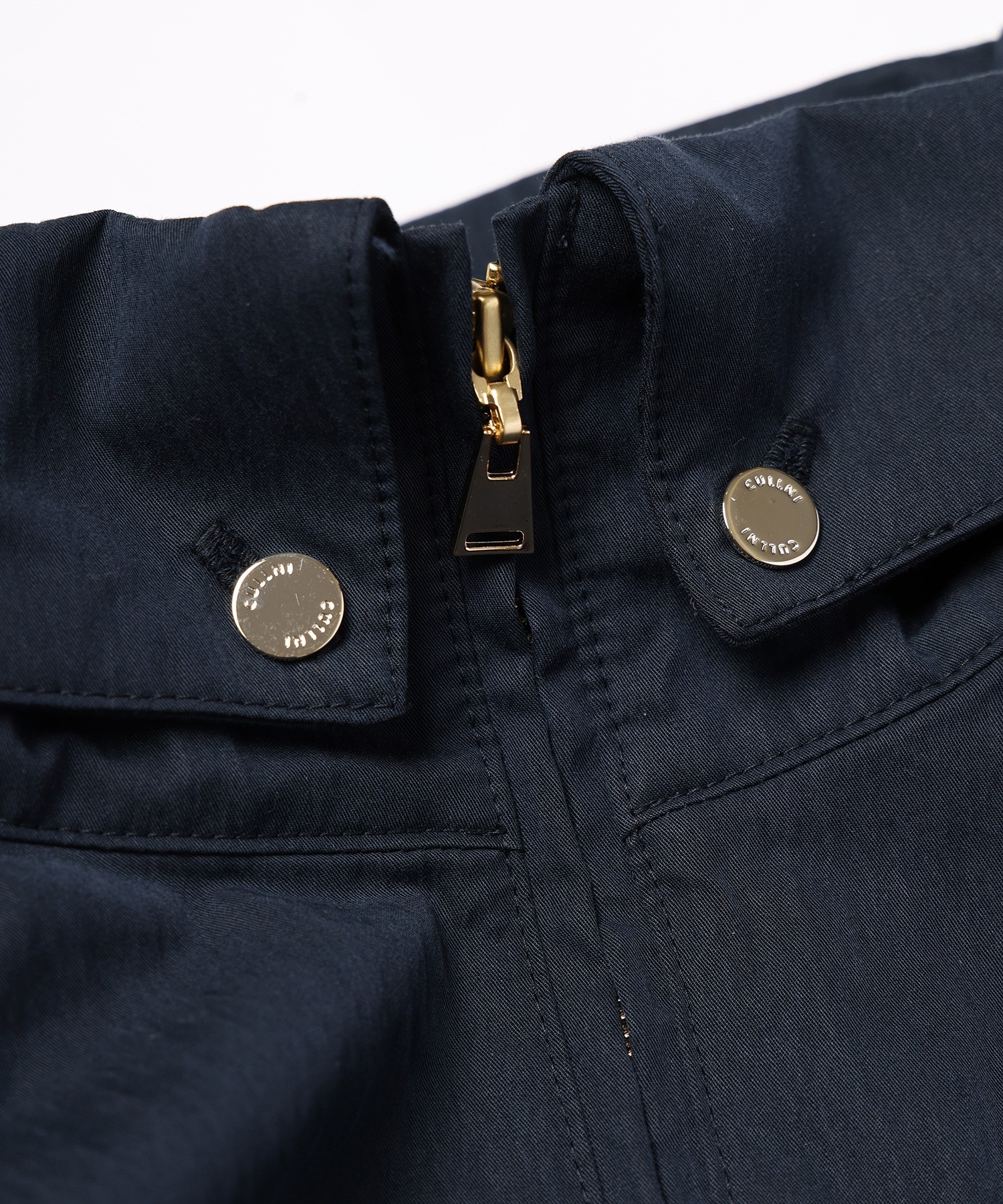 Cotton Nylon Gabardine Structured Stand Collar Anorak Pullover