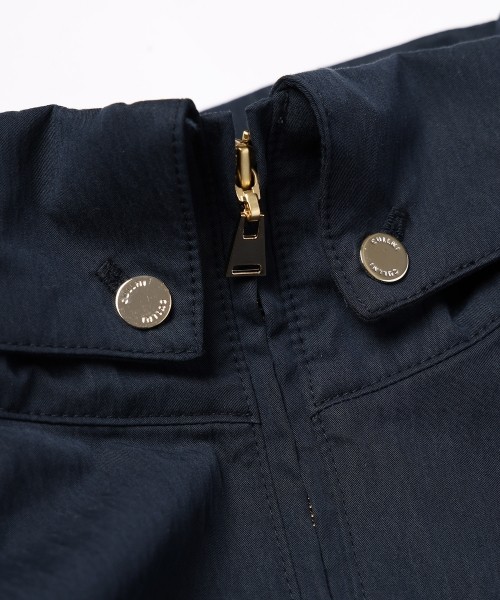 Cotton Nylon Gabardine Structured Stand Collar Anorak Pullover
