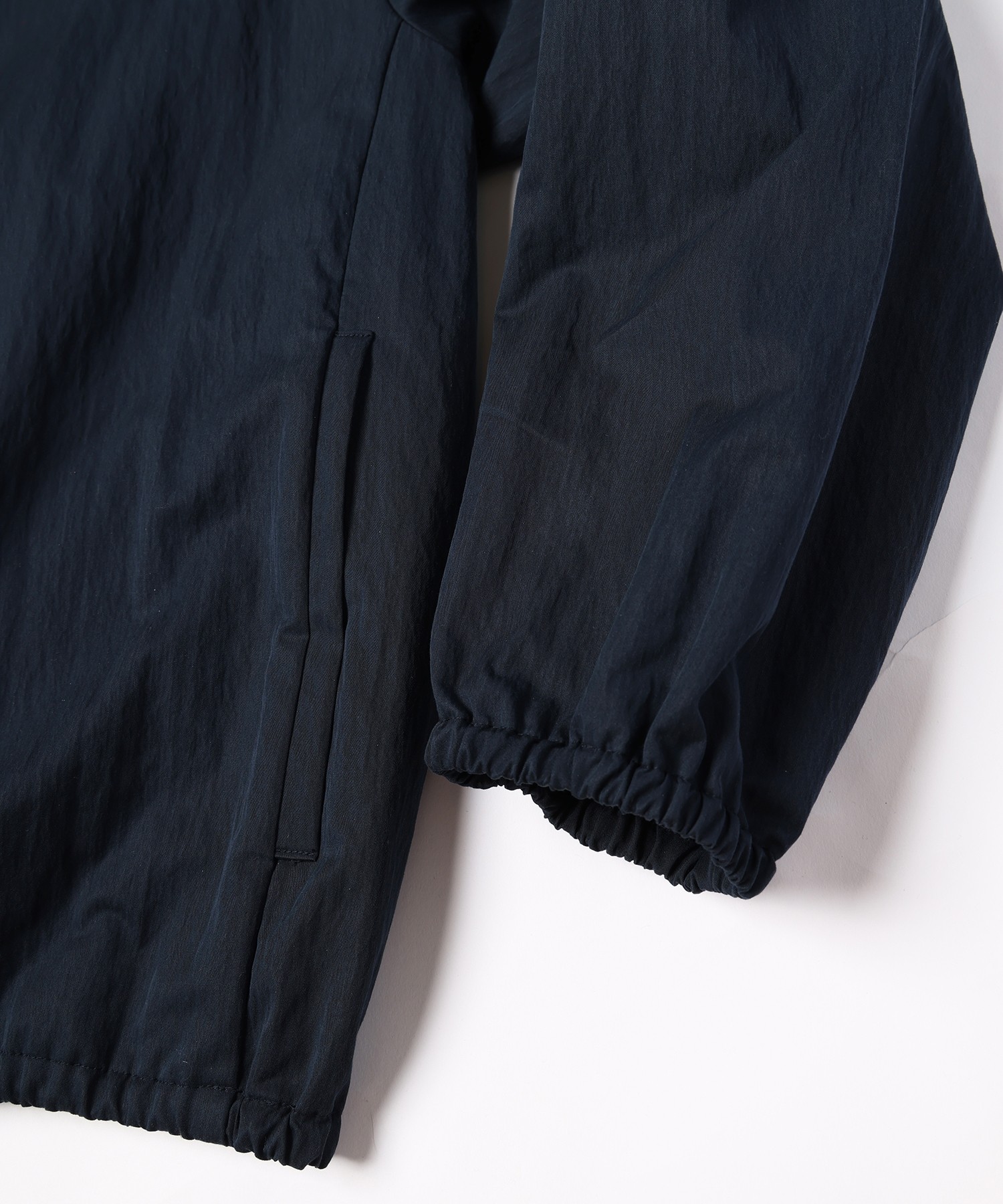 Cotton Nylon Gabardine Structured Stand Collar Anorak Pullover
