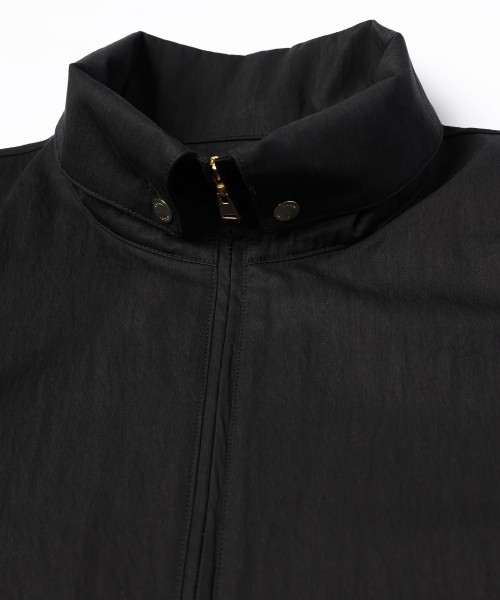 Cotton Nylon Gabardine Structured Stand Collar Anorak Pullover