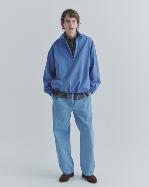 Cotton Nylon Gabardine Structured Stand Collar Anorak Pullover