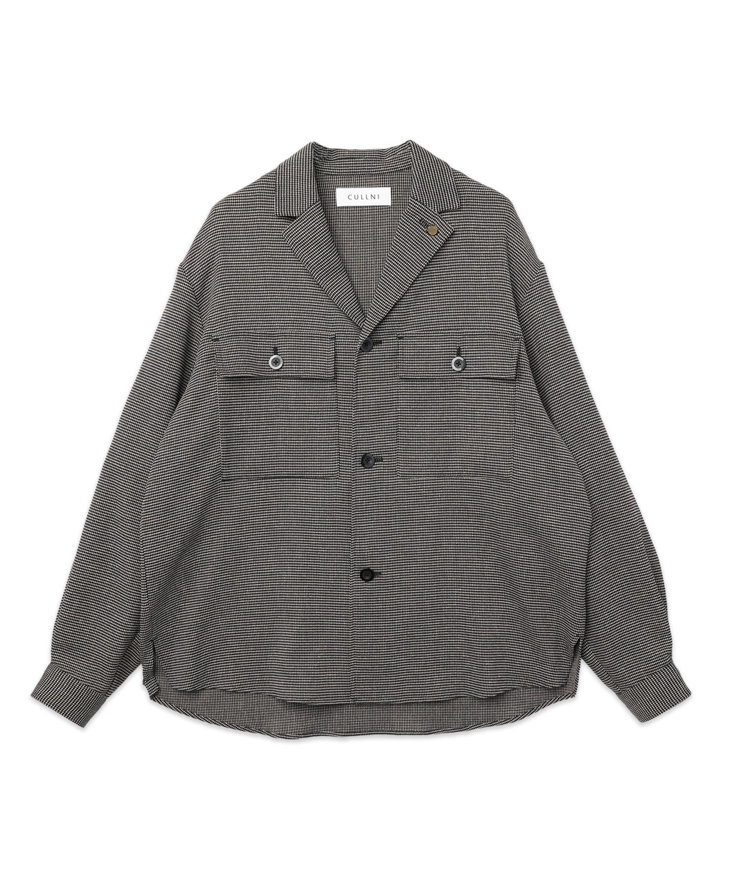Mix Yarn Mesh Notched Lapel Shirt Blouson
