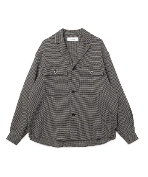 Mix Yarn Mesh Notched Lapel Shirt Blouson