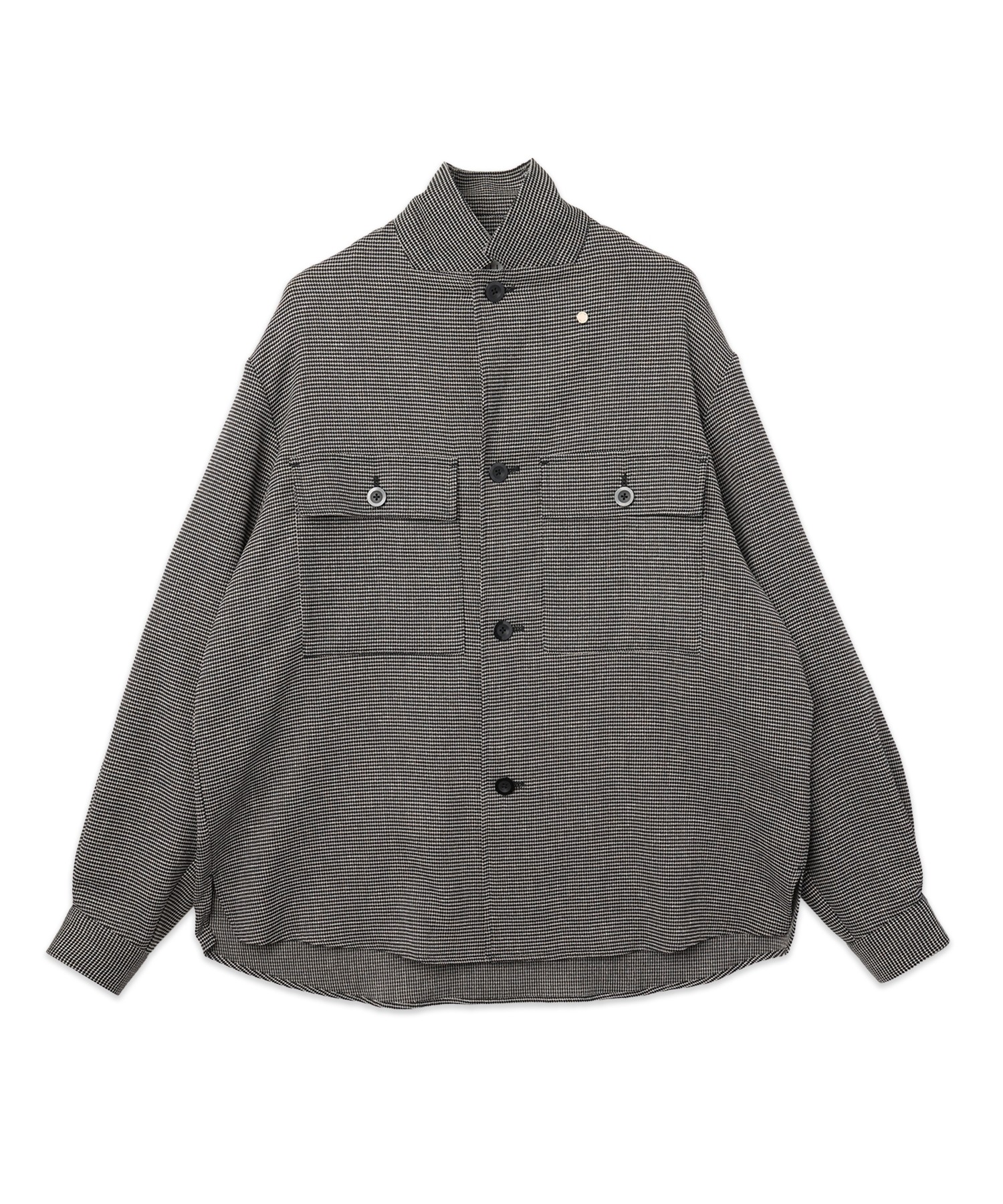 Mix Yarn Mesh Notched Lapel Shirt Blouson