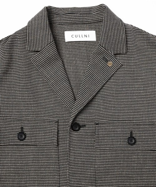 Mix Yarn Mesh Notched Lapel Shirt Blouson