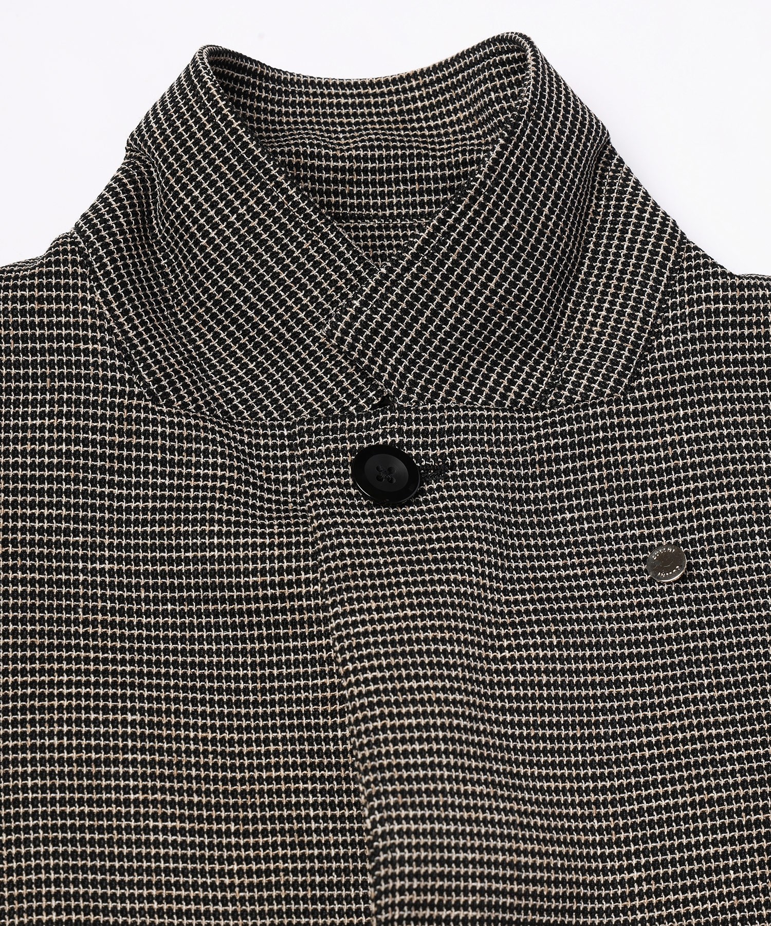 Mix Yarn Mesh Notched Lapel Shirt Blouson