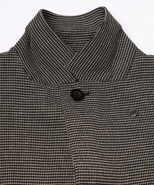 Mix Yarn Mesh Notched Lapel Shirt Blouson