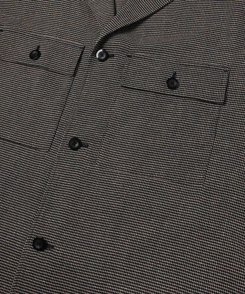 Mix Yarn Mesh Notched Lapel Shirt Blouson