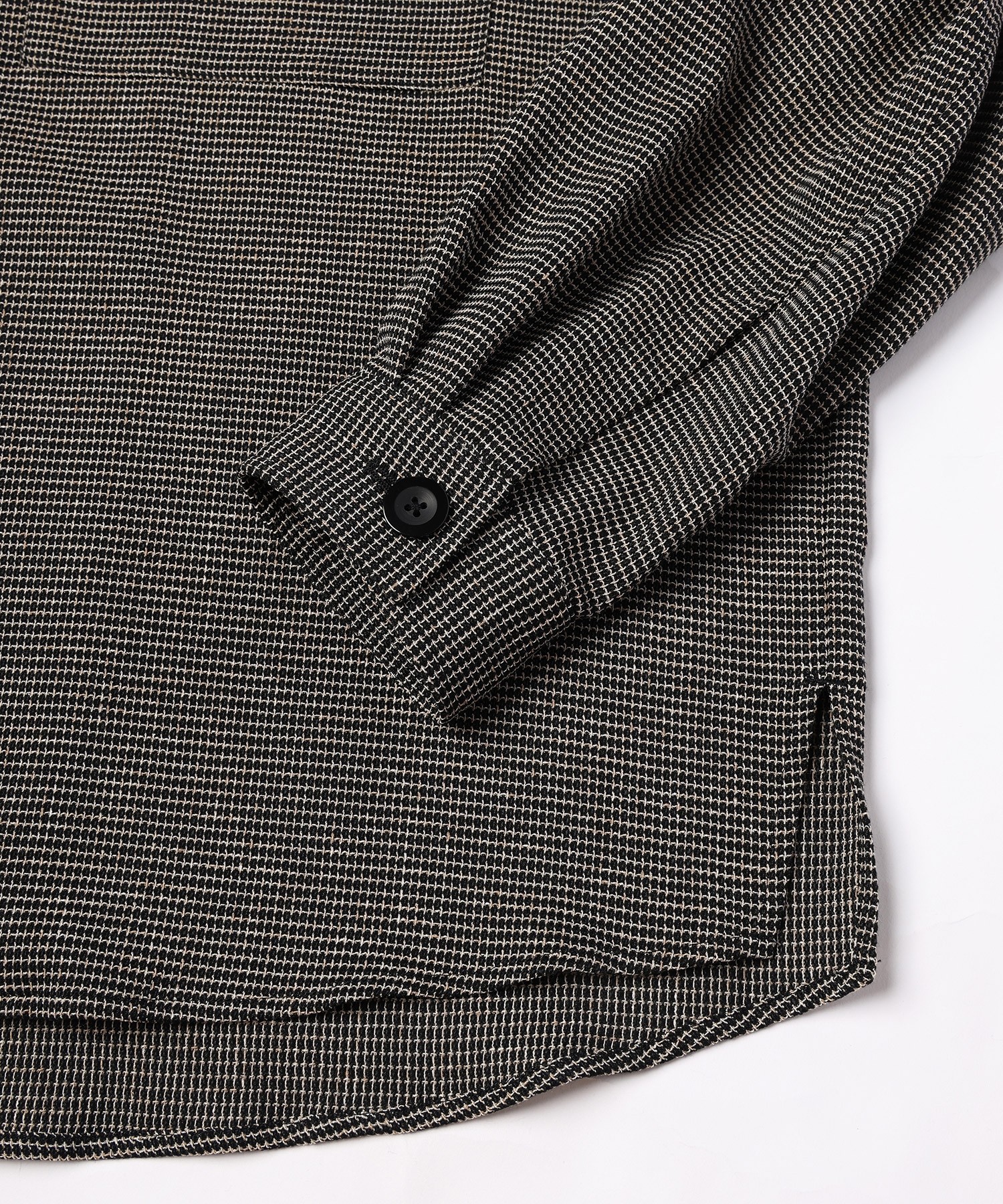 Mix Yarn Mesh Notched Lapel Shirt Blouson