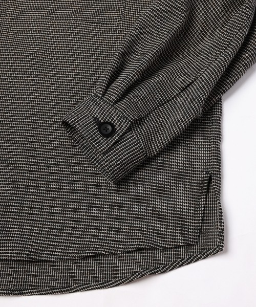Mix Yarn Mesh Notched Lapel Shirt Blouson