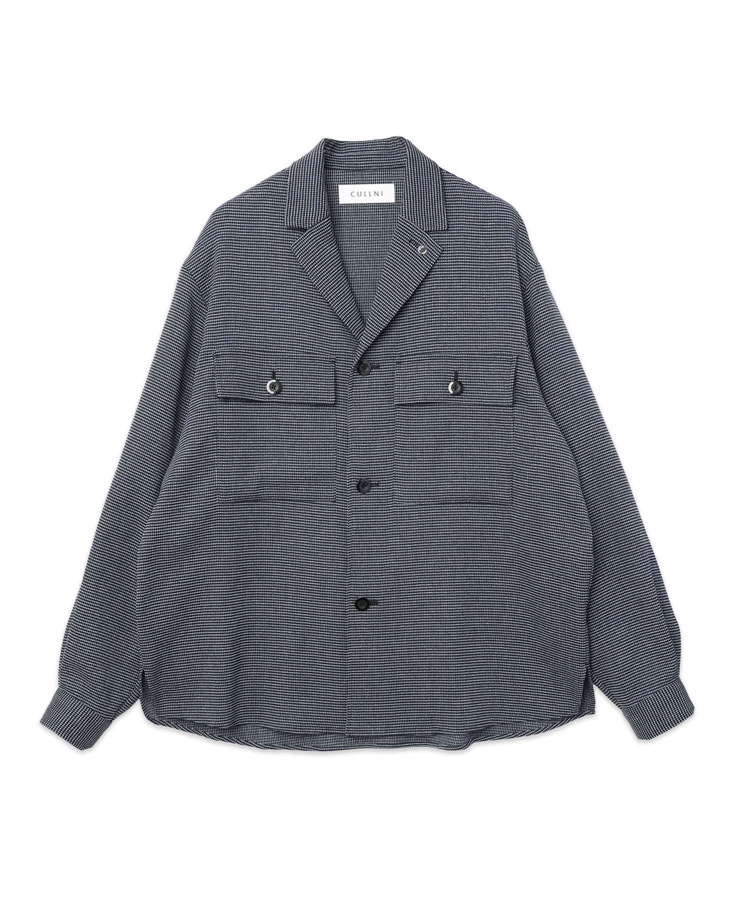 Mix Yarn Mesh Notched Lapel Shirt Blouson