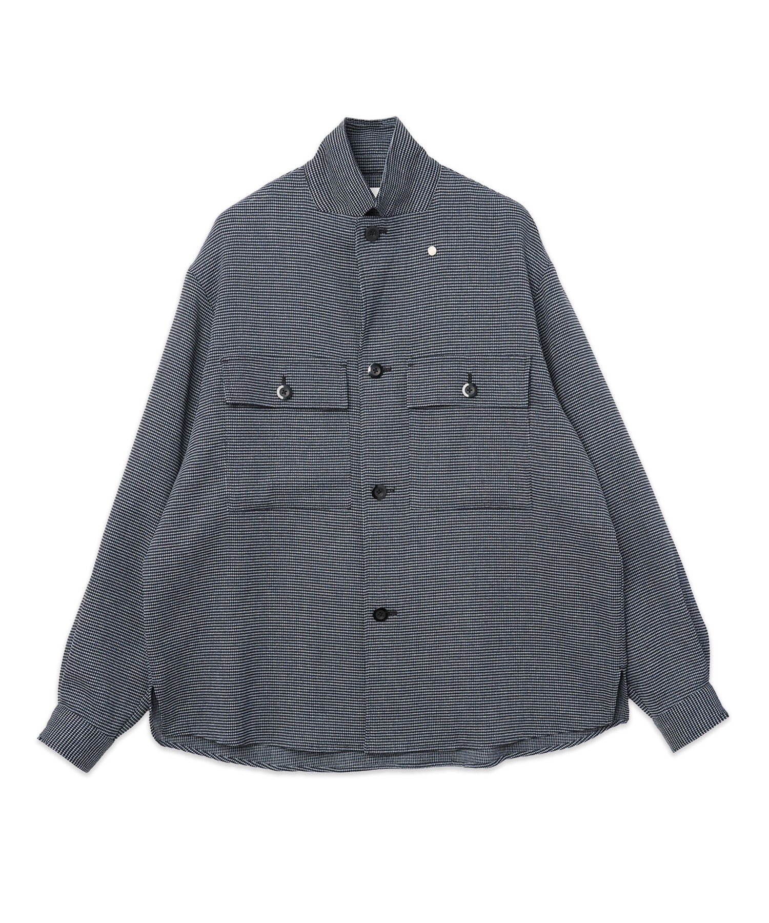 Mix Yarn Mesh Notched Lapel Shirt Blouson