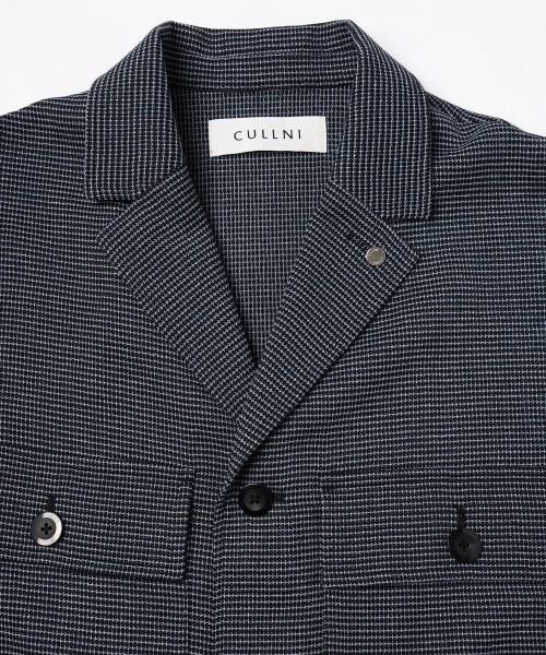 Mix Yarn Mesh Notched Lapel Shirt Blouson