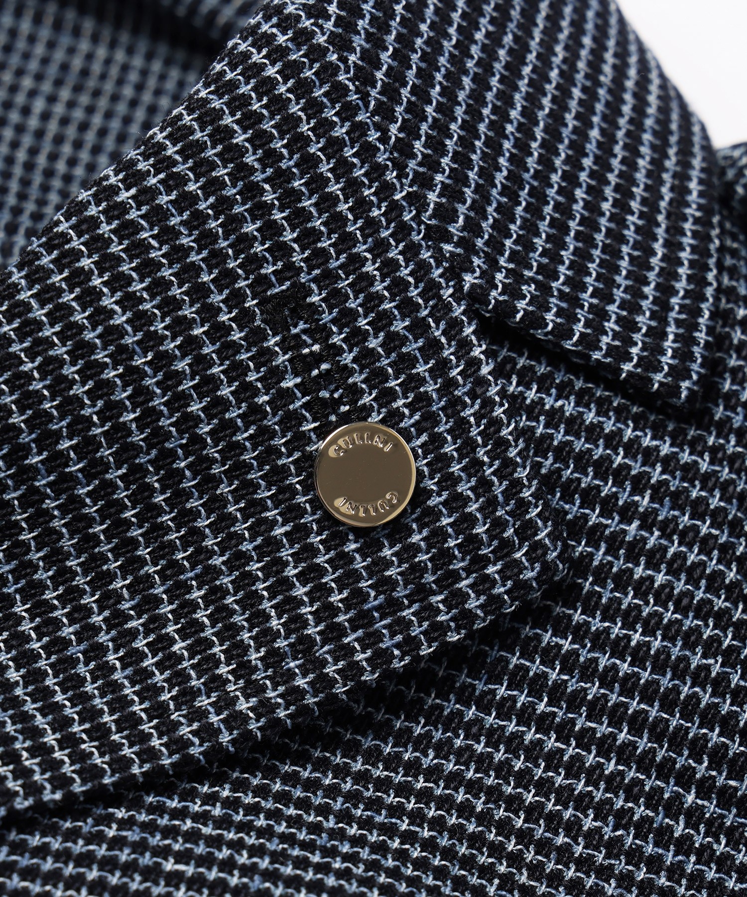 Mix Yarn Mesh Notched Lapel Shirt Blouson