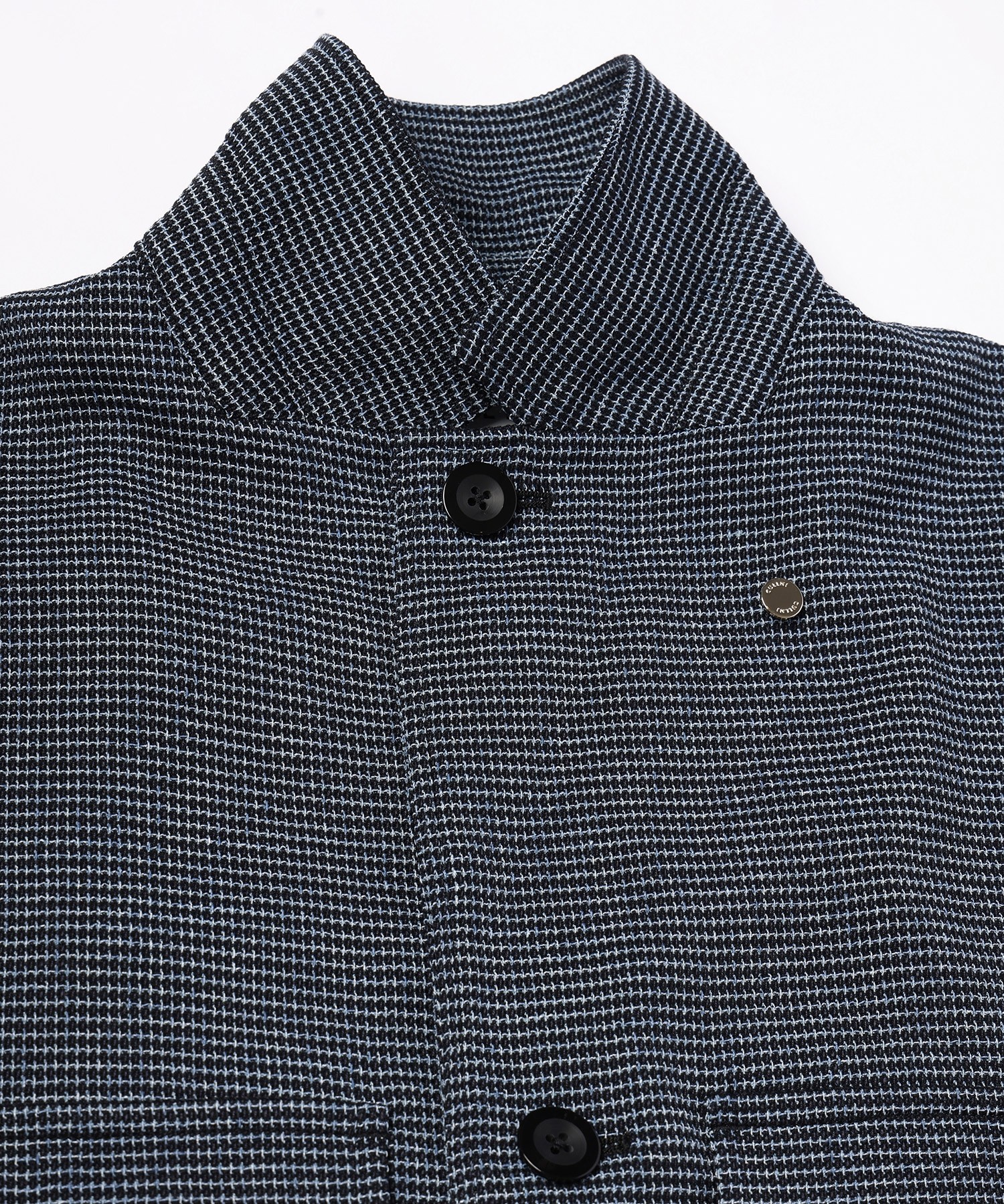 Mix Yarn Mesh Notched Lapel Shirt Blouson