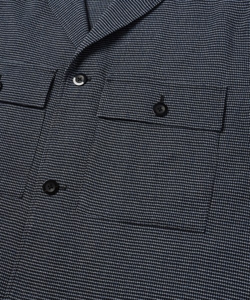 Mix Yarn Mesh Notched Lapel Shirt Blouson