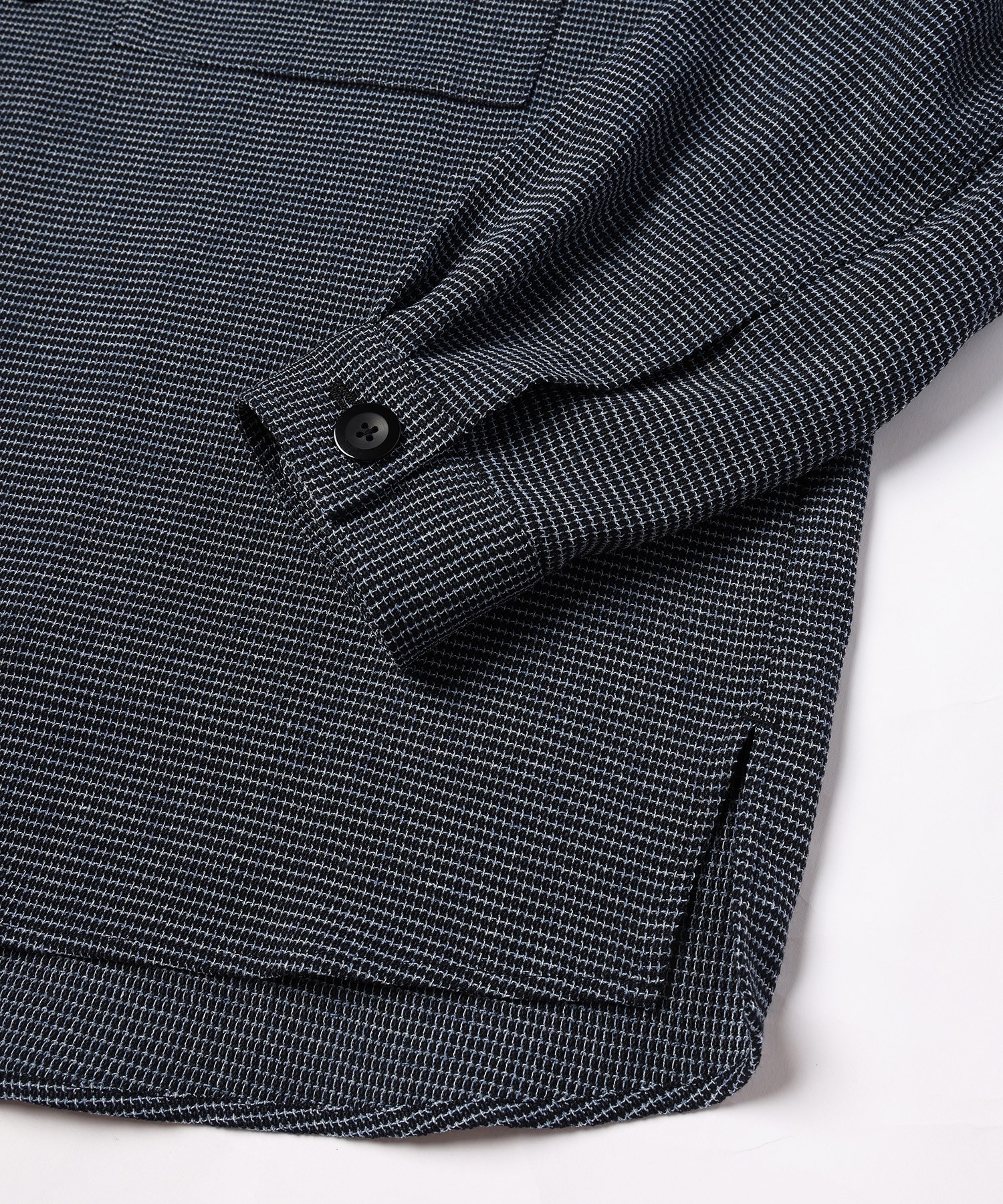 Mix Yarn Mesh Notched Lapel Shirt Blouson