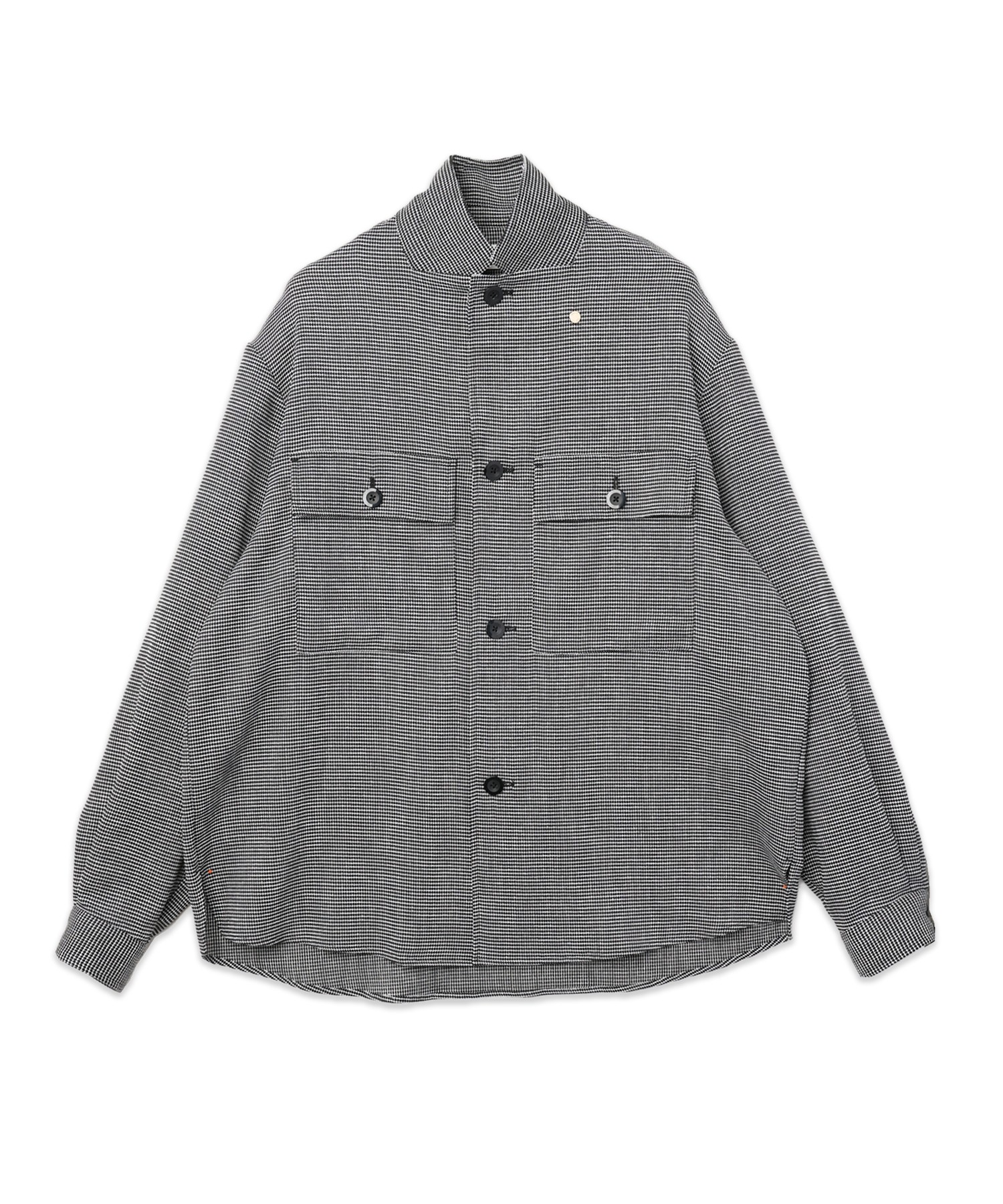 Mix Yarn Mesh Notched Lapel Shirt Blouson