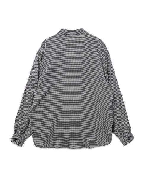 Mix Yarn Mesh Notched Lapel Shirt Blouson