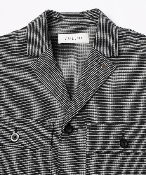 Mix Yarn Mesh Notched Lapel Shirt Blouson