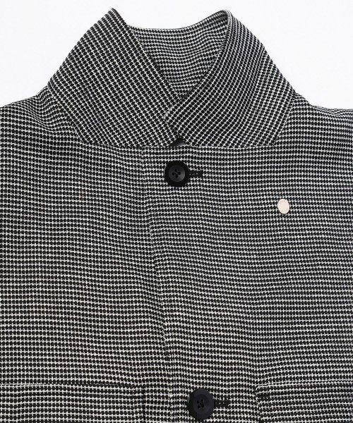 Mix Yarn Mesh Notched Lapel Shirt Blouson