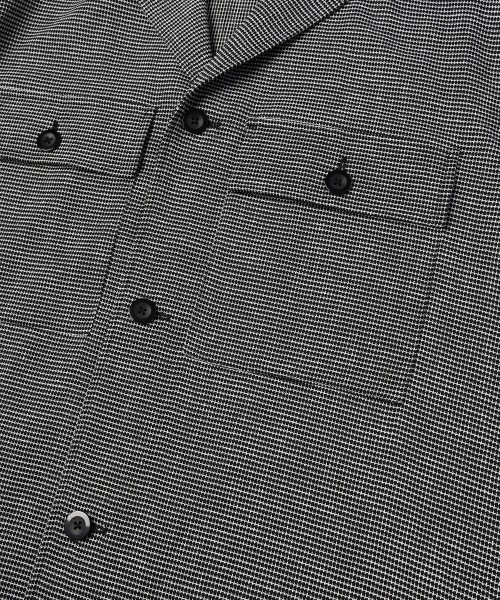 Mix Yarn Mesh Notched Lapel Shirt Blouson