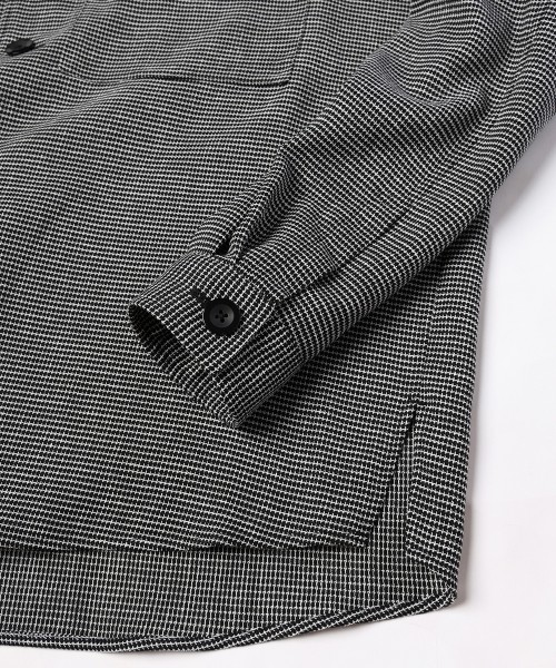 Mix Yarn Mesh Notched Lapel Shirt Blouson