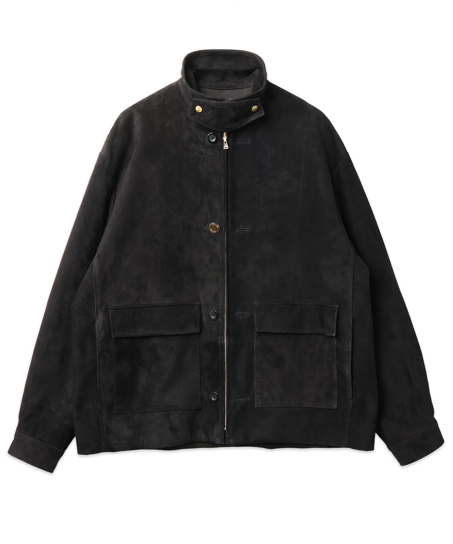 Silky Suede Zip & Button Convertible Blouson