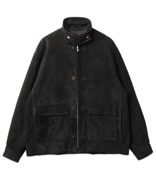 Silky Suede Zip & Button Convertible Blouson
