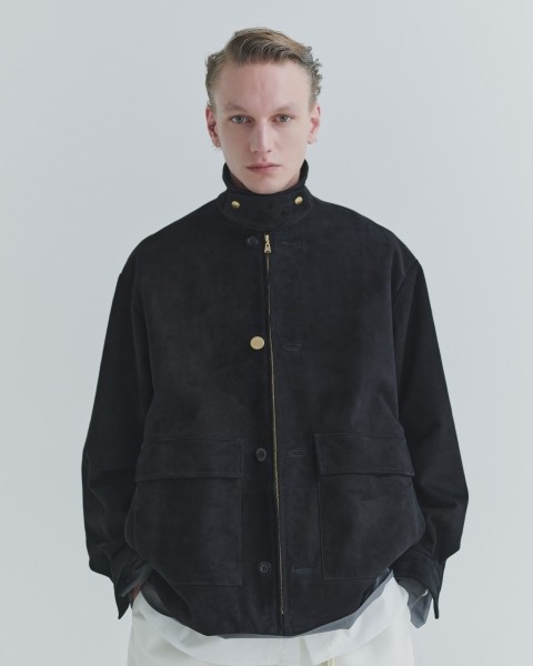 Silky Suede Zip & Button Convertible Blouson