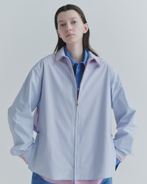 Stripe Typewriter Layered Long Sleeve Shirt