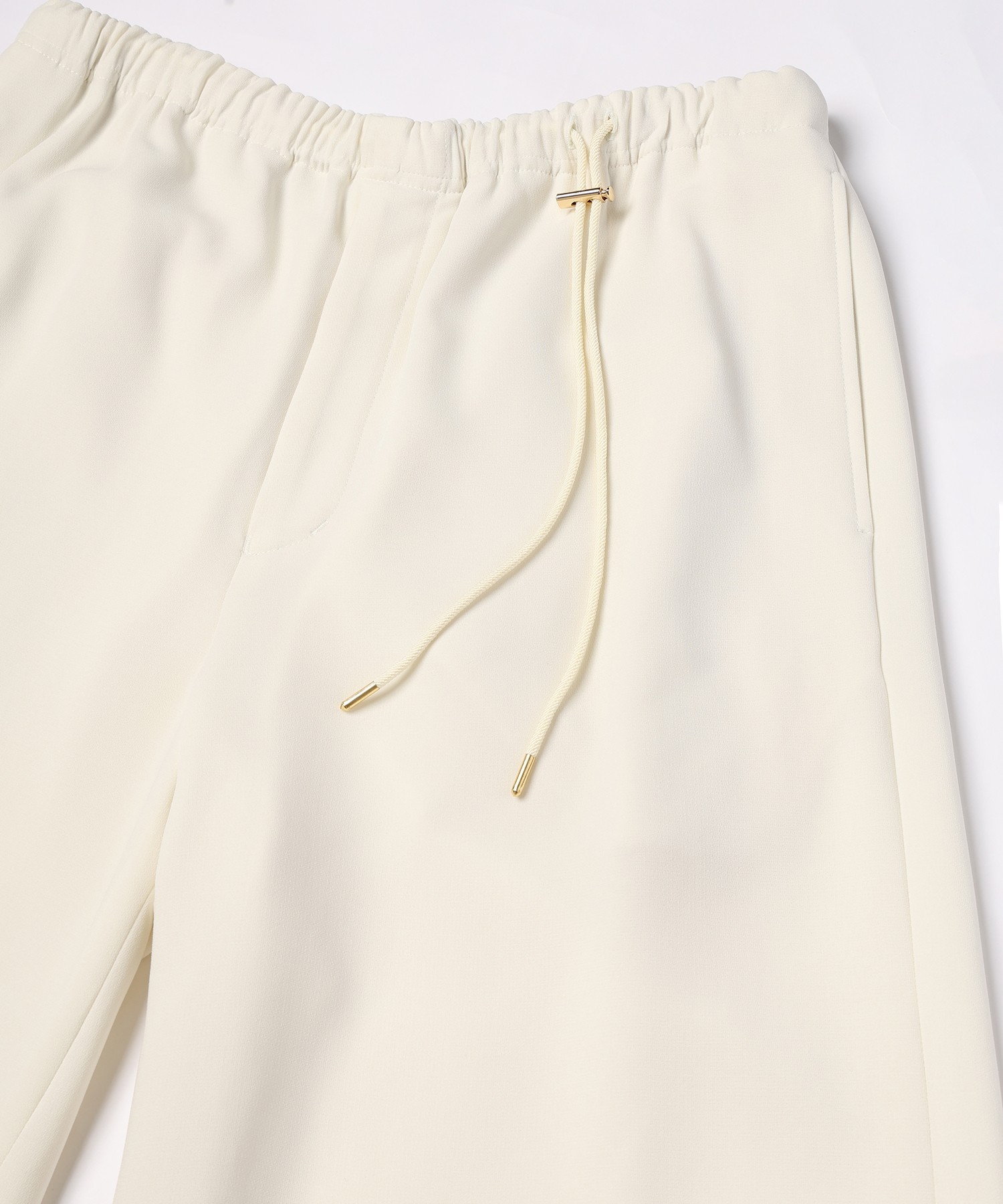 Triacetate Airy Cloth Drawstring Wide Pants