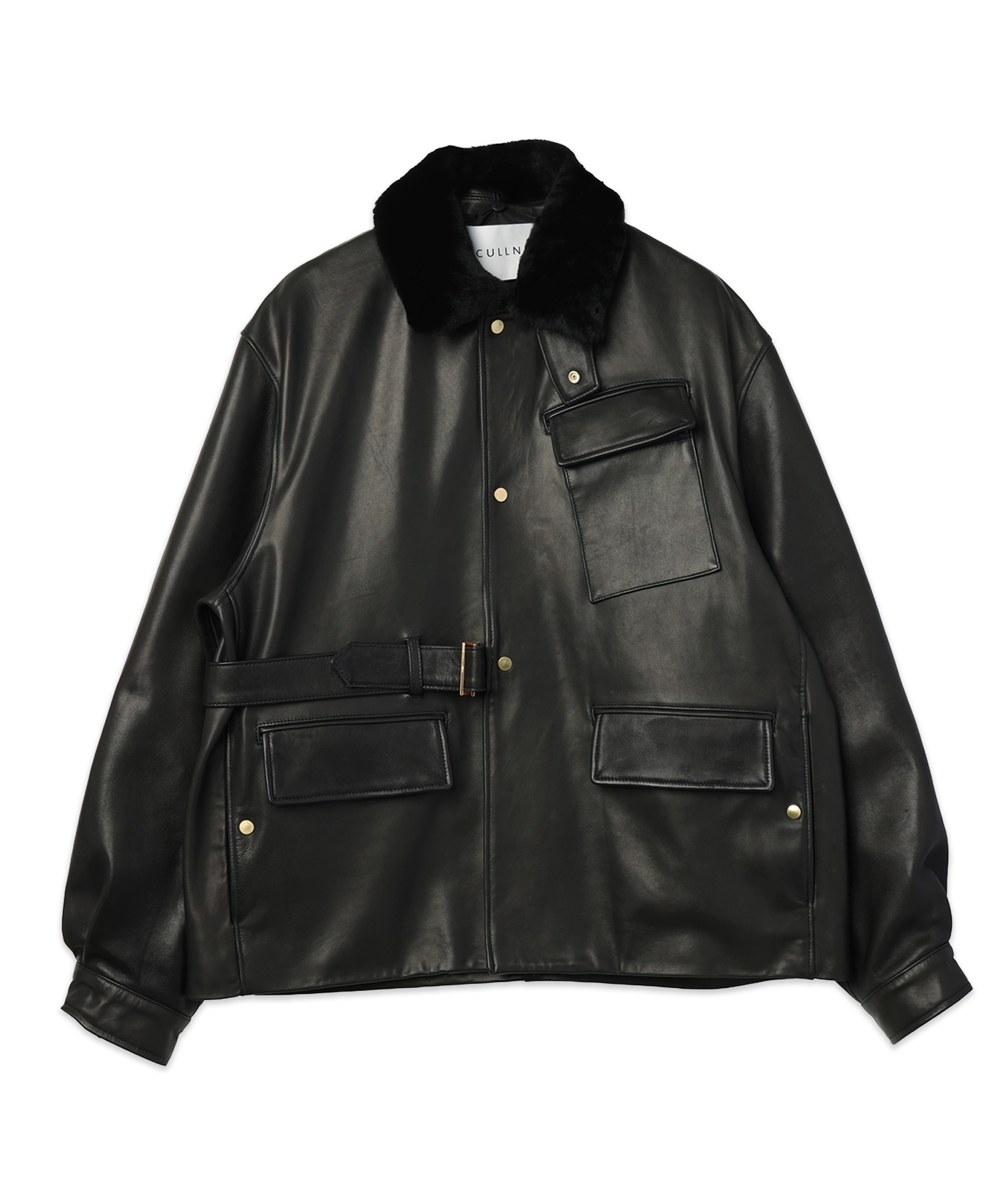 UK Lamb Leather Tielocken Jacket Detaching Spanish Mouton Collar