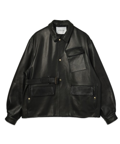 UK Lamb Leather Tielocken Jacket Detaching Spanish Mouton Collar