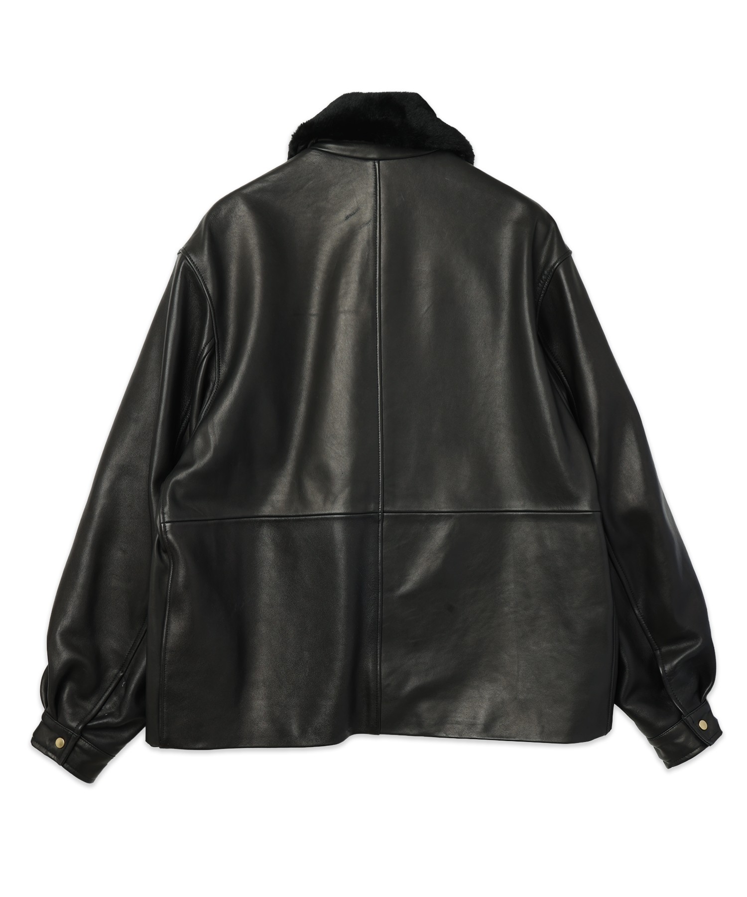 UK Lamb Leather Tielocken Jacket Detaching Spanish Mouton Collar