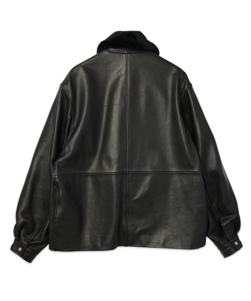 UK Lamb Leather Tielocken Jacket Detaching Spanish Mouton Collar