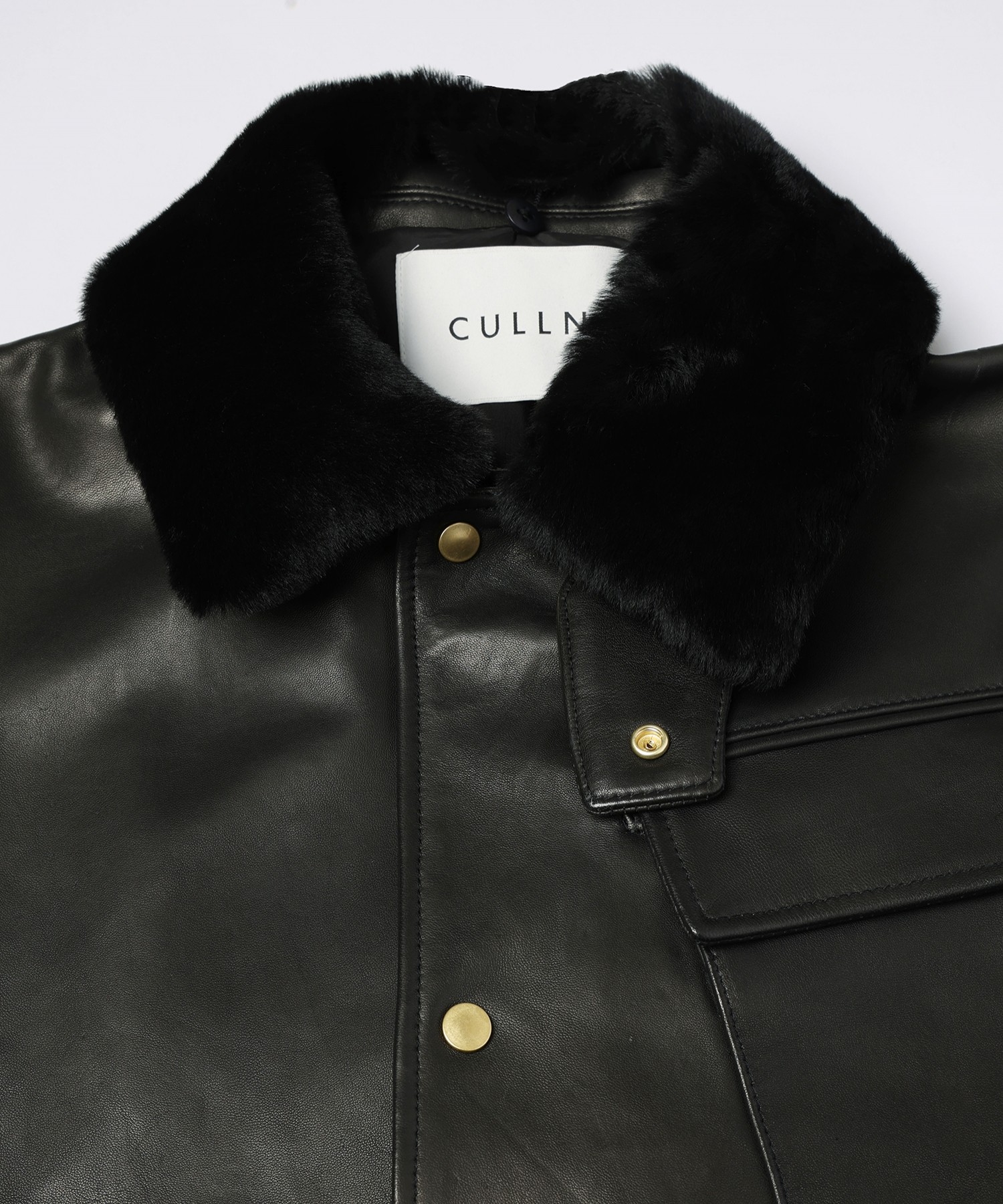 UK Lamb Leather Tielocken Jacket Detaching Spanish Mouton Collar