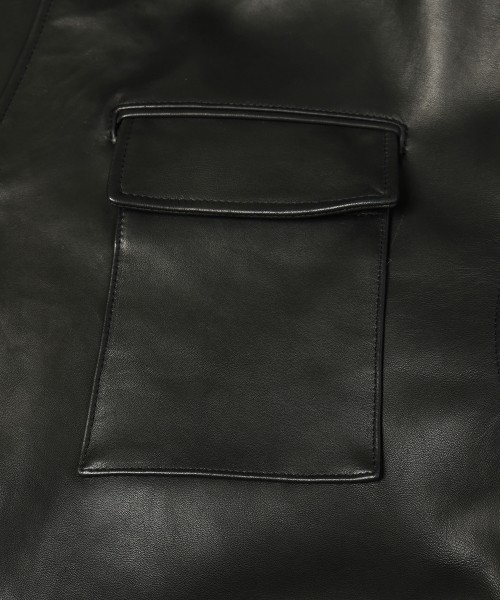 UK Lamb Leather Tielocken Jacket Detaching Spanish Mouton Collar