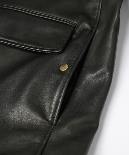 UK Lamb Leather Tielocken Jacket Detaching Spanish Mouton Collar