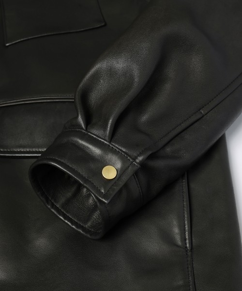 UK Lamb Leather Tielocken Jacket Detaching Spanish Mouton Collar