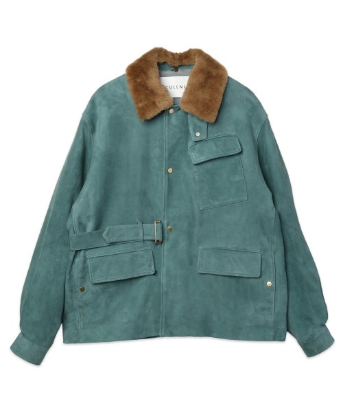 Silky Suede Tie locken Padded Jacket Detaching Spanish Mouton collar