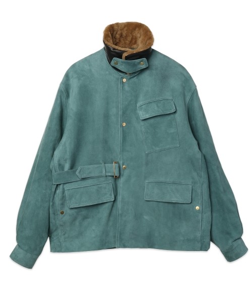 Silky Suede Tie locken Padded Jacket Detaching Spanish Mouton collar